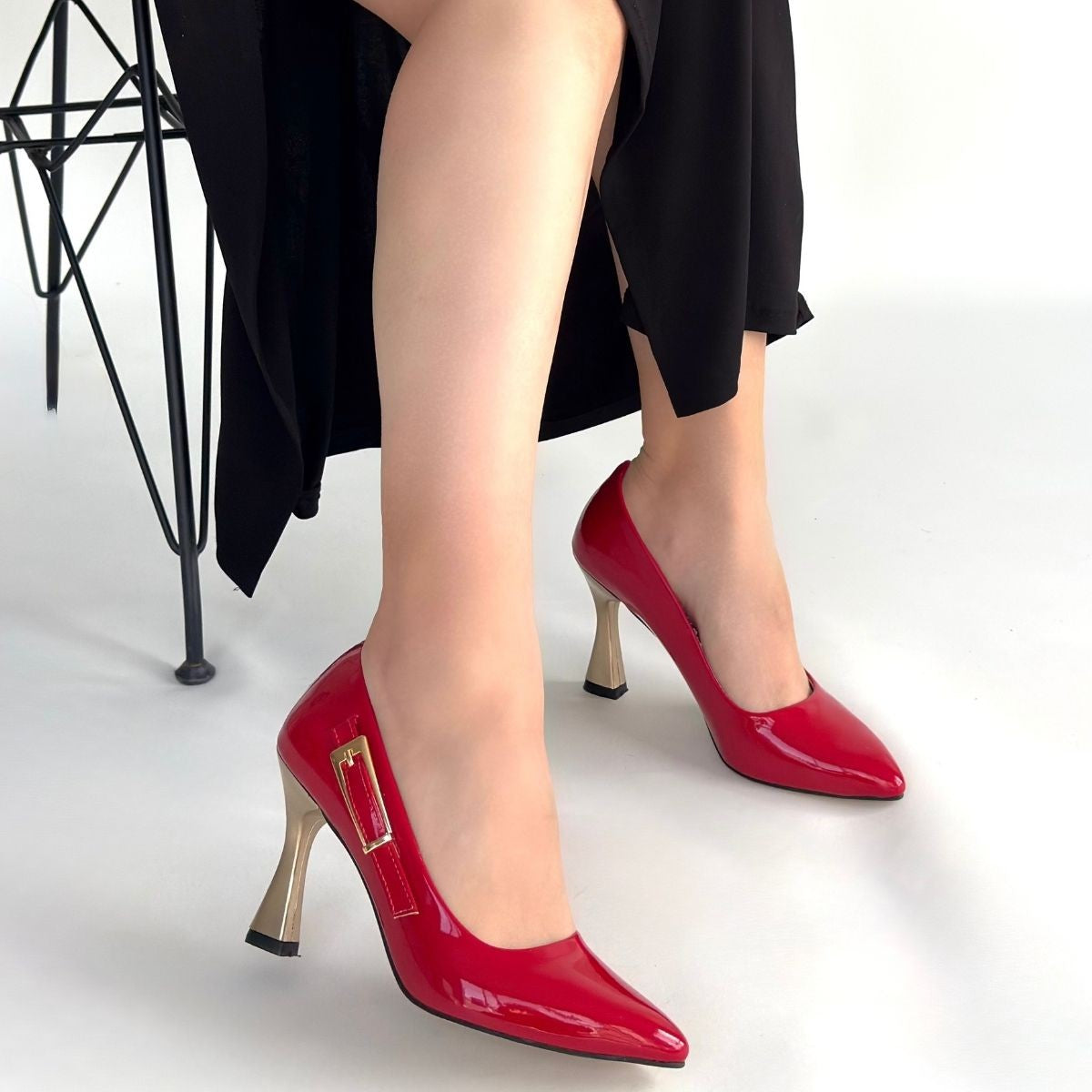 Motya Kırmızı Rugan Topuklu Ayakkabı