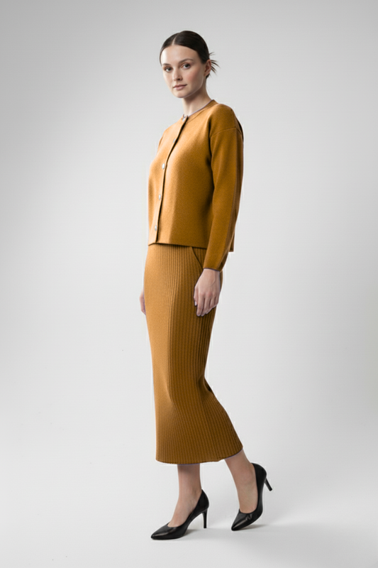 Kadın Hırka Elbise İkili Takım - Kahverengi