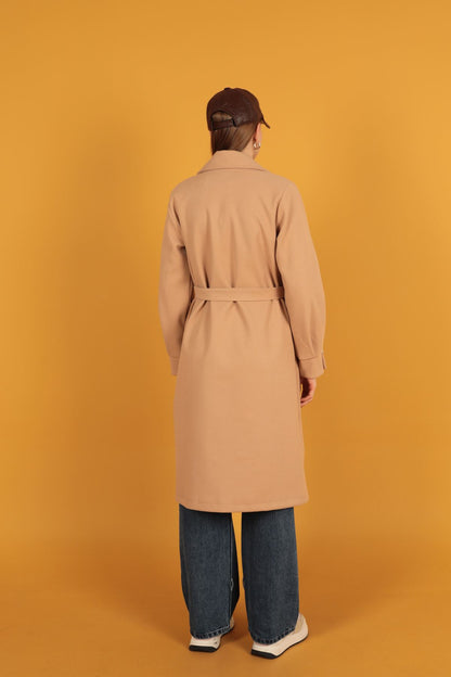 Örme Kaşe Kadın Kaban-Somon