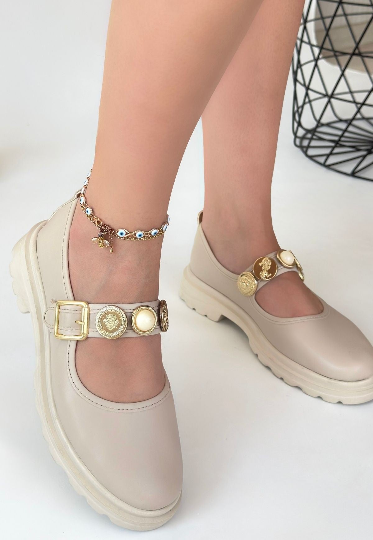 Okira Bej Cilt Oxford Ayakkabı