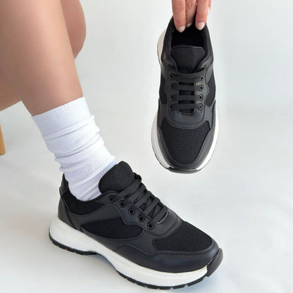 Slar Siyah Cilt Bağcıklı Spor Ayakkabı