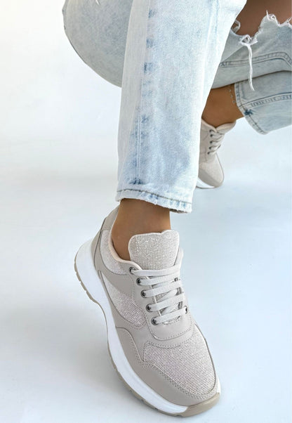 Slar Bej Cilt Bağcıklı Spor Ayakkabı