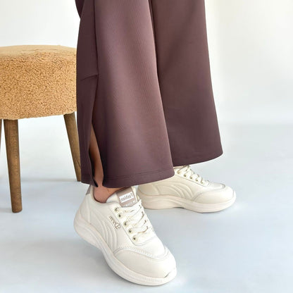 Yejja Bej Cilt Bağcıklı Spor Ayakkabı